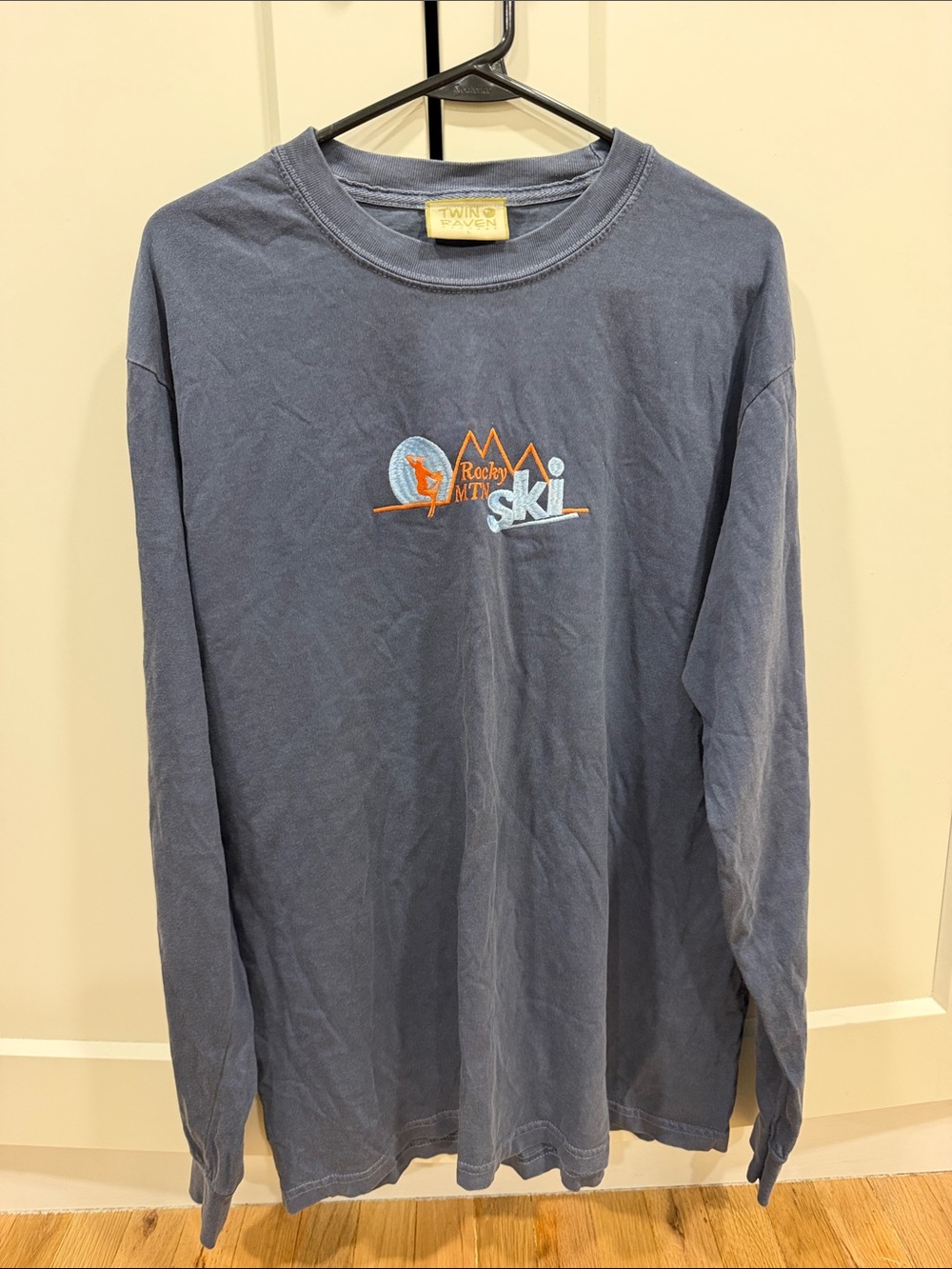 Blue Long-Sleeve Ski Graphic Tee